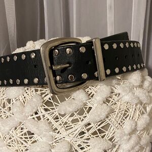 Genuine Leather Black Studded Belt with Silver Buckle. Made in 🇺🇸